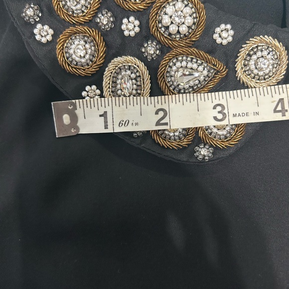 Alice + Olivia, Embellished Black Top with Beaded Collar - Picture 7 of 8